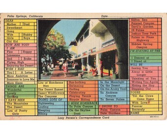 Vintage 1947 Palm Springs California Lazy Person Correspondence Linen Postcard