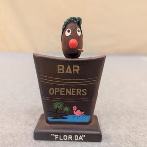 Vintage Florida Wooden Bar Opener Set Novelty Character Flamingo Souvenir image 1