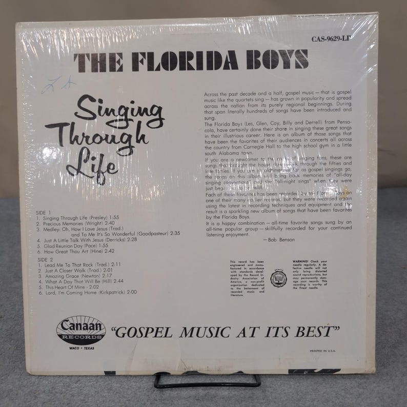 The Florida Boys Singing Through Life Vinyl LP Canaan Records CAS-9629-LP Stereo image 2