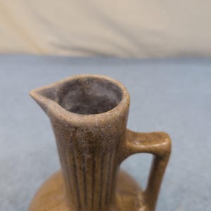 Vintage Monmouth Pottery Brown Speckled Stoneware Pitcher Maple Leaf USA image 2