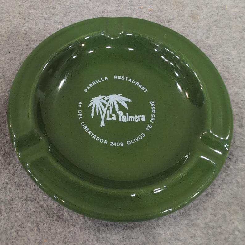 La Palmera Parrilla Restaurant Argentina Ceramic Ashtray Green Ceramicas Argenti image 1