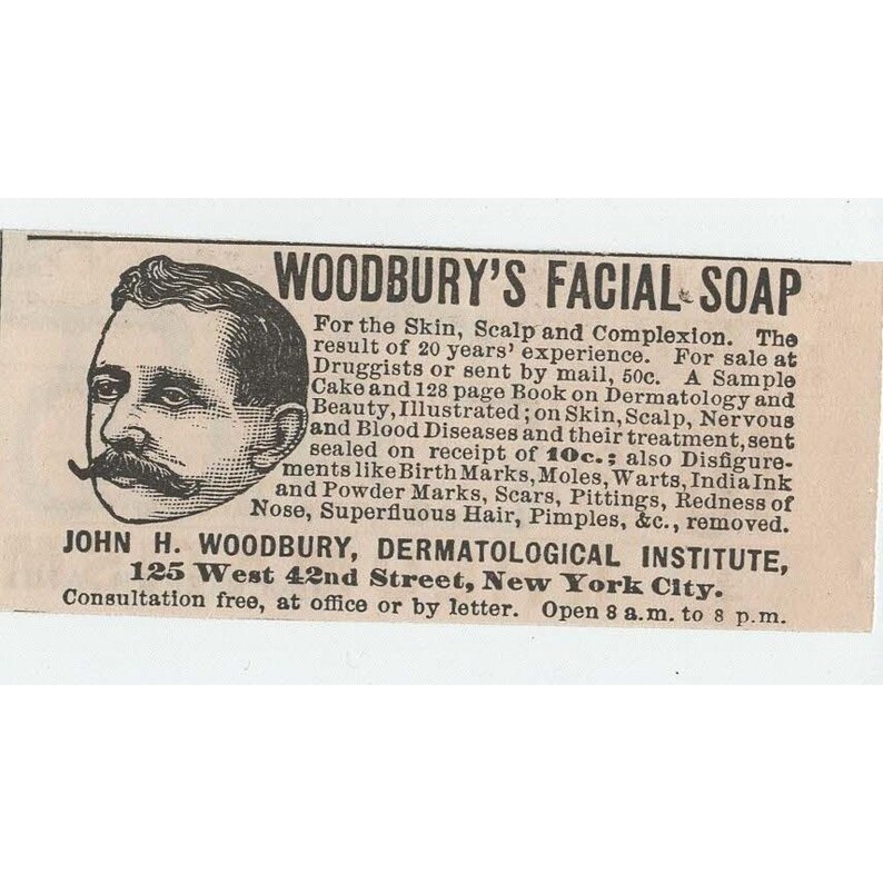 1891 Woodbury's Facial Soap Antique Print Ad John H Woodbury New York City NY image 1
