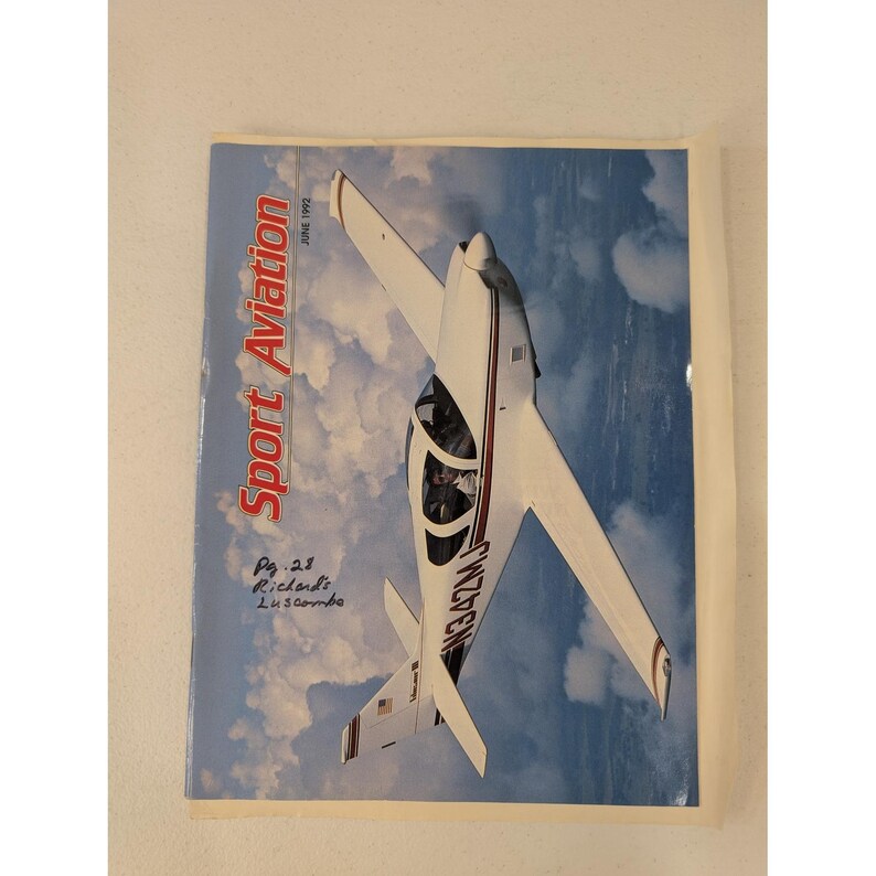 Sport Aviation Magazine June 1992 Aircraft + Signed Editor Letter to Contributor image 1