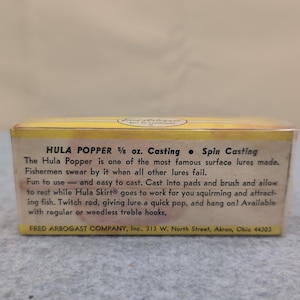 Vintage Fred Arbogast Hula Popper 5/8 oz Black Bass Fiskedrag med Ask bild 3