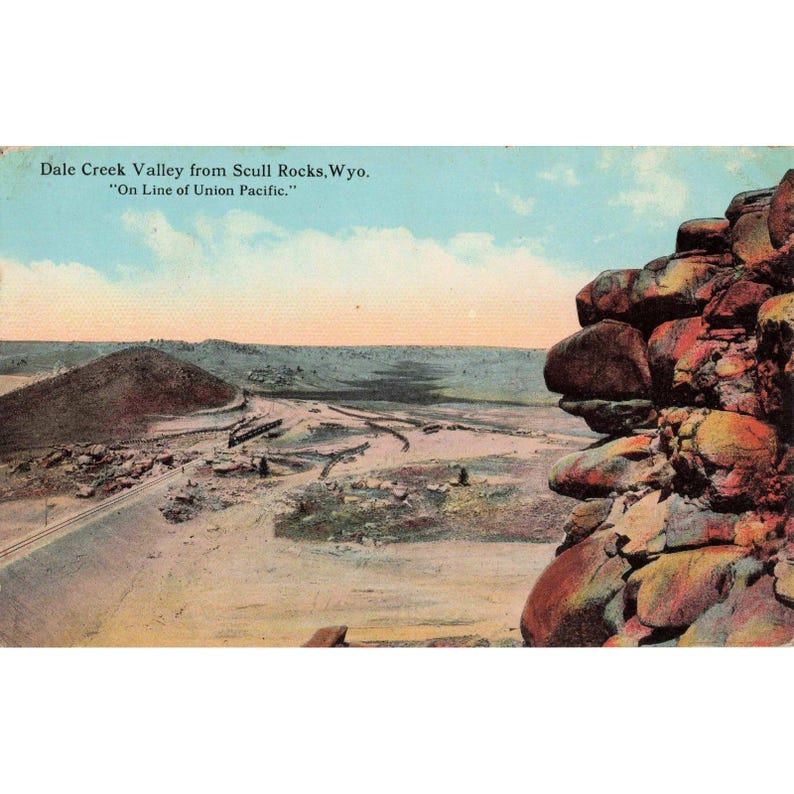 Vintage 1912 Dale Creek Valley Scull Rocks Wyoming Union Pacific Postcard Wyo image 1
