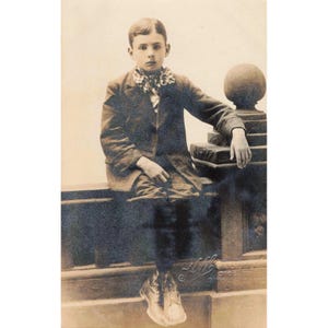 Antique Real Photo Postcard RPPC Boy Portrait Hill Studio Binghamton NY VG image 1