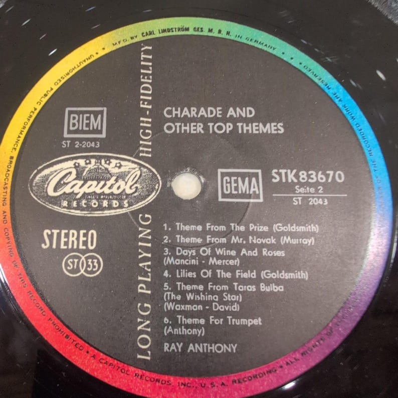 Ray Antony Charade und Andere Top Themen Vinyl LP Cappol STK 83670 Stereo VG Bild 4