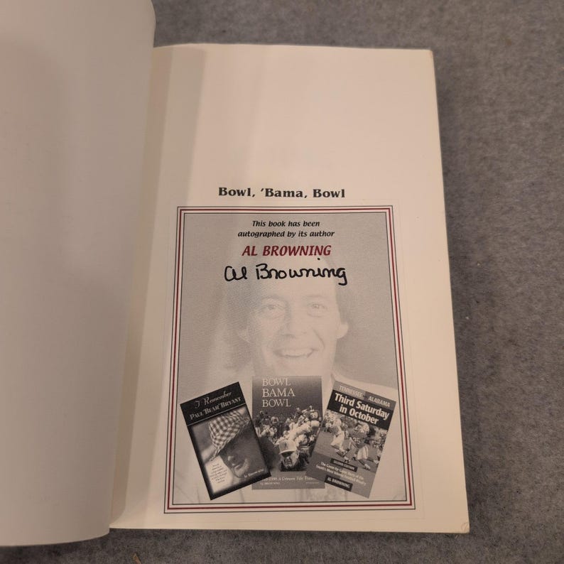 Bowl Bama Bowl Al Browning Signed 5th Ed Alabama Crimson Tide Football History image 3