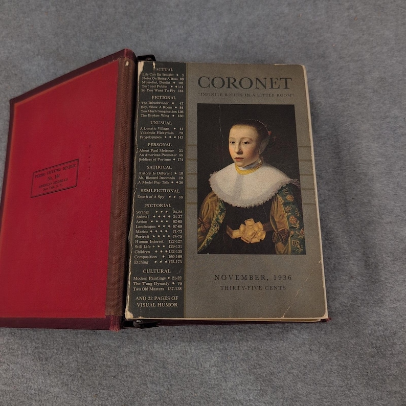 Vintage Nov. 1936 - April 1937 Coronet Bound Magazines Maroon Cloth image 3