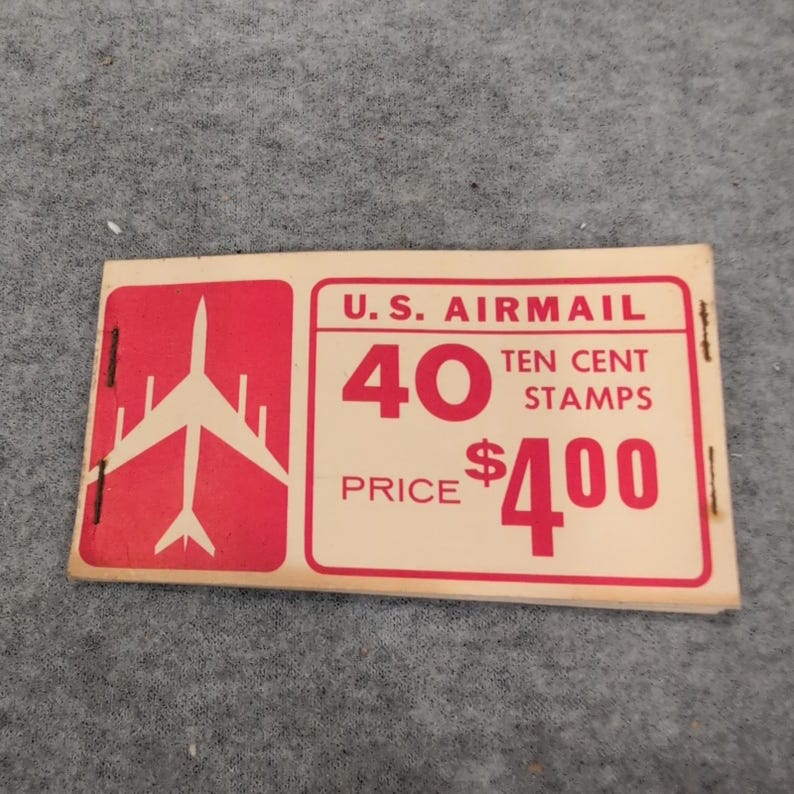 Vintage US Airmail Empty Stamp Booklet Cover Mr ZIP 10 Cent Stamps Graphics VG image 1