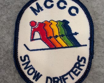 MCCC Snow Drifters Skiing Skier Rainbow Vintage Embroidered Patch Sew On