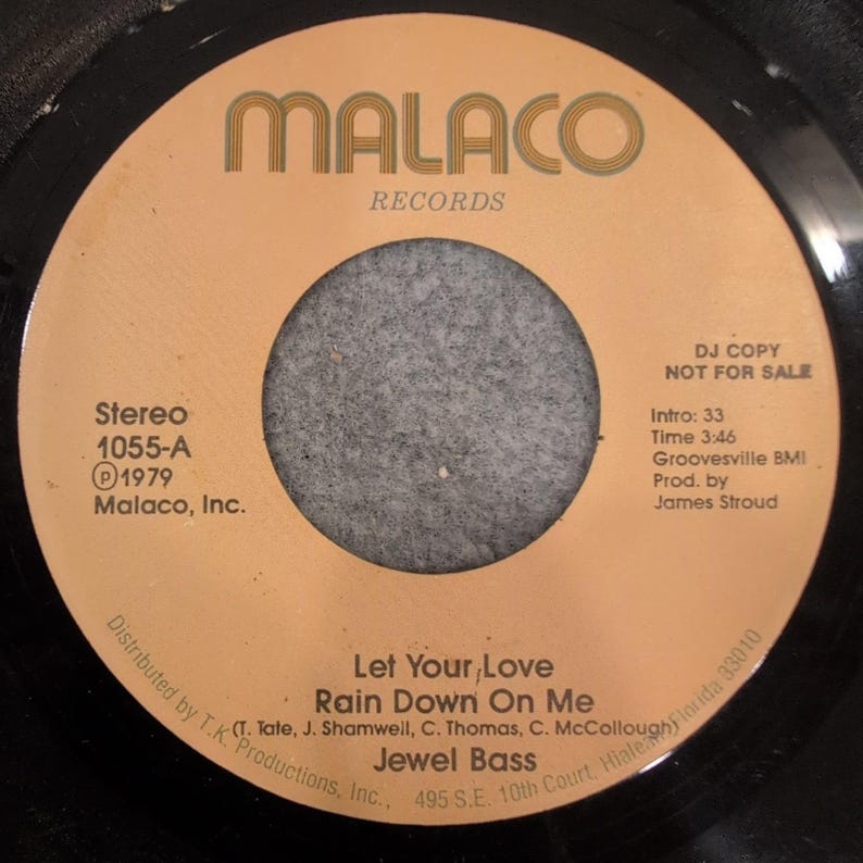Jewel Bass Let Your Love Rain Down On Me 7 "Vinyl 45 Malaco 1055-A DJ Copy 1979 Bild 1