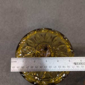 Vintage Anchor Hocking Amber Pressed Glass Footed Candy Dish with Lid Bowl image 7