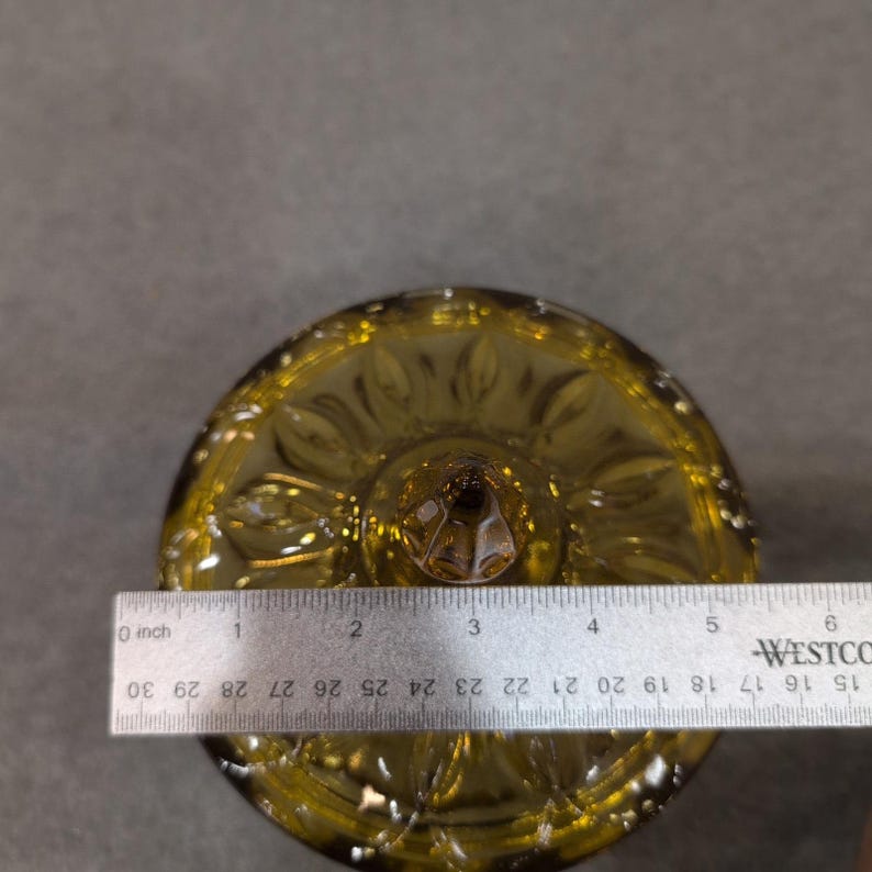 Vintage Anchor Hocking Amber Pressed Glass Footed Candy Dish with Lid Bowl image 7