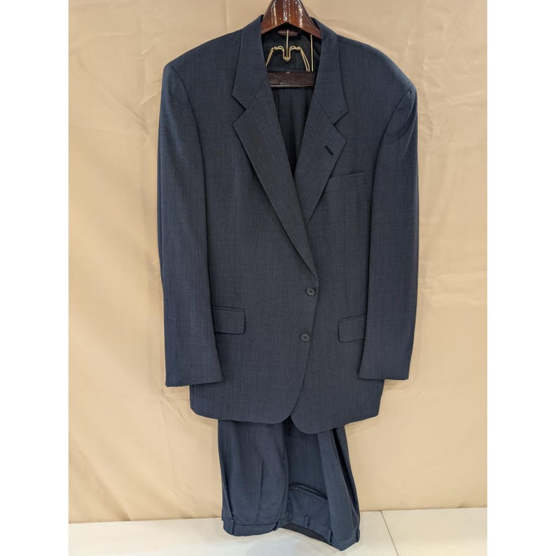 Hart Schaffner Marx Parisian Men's Blue Worsted Wool Two Piece Suit 51L image 1
