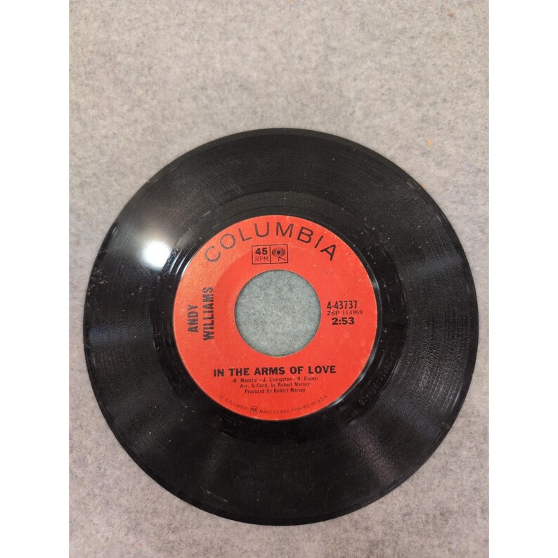 Andy Williams The Many Faces of Love In the Arms of Love 45 RPM Columbia 4-43737 image 2