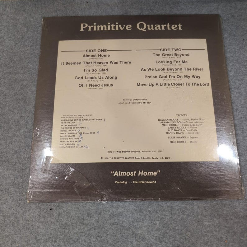 Primitive Quartet Almost Home Vinyl LP 1978 Bluegrass Gospel The Great Beyond image 2