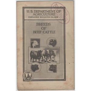 1935 USDA Farmers Bulletin No 612 Breeds of Beef Cattle Vintage Pamphlet image 1