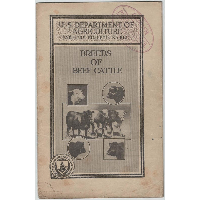1935 USDA Farmers Bulletin No 612 Breeds of Beef Cattle Vintage Pamphlet image 1