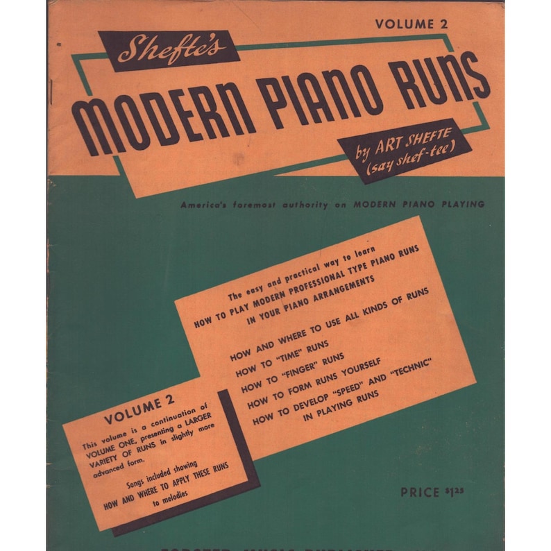 Vintage Shefte's Modern Piano Runs Volume 2 Art Shefte Sheet Music Book image 1
