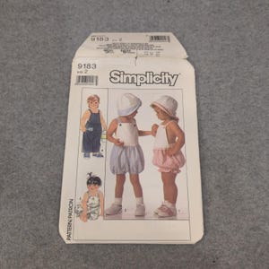 Simplicity 9183 peuter overall rompertje hoed naaipatroon maat 2 vintage 1989 afbeelding 1
