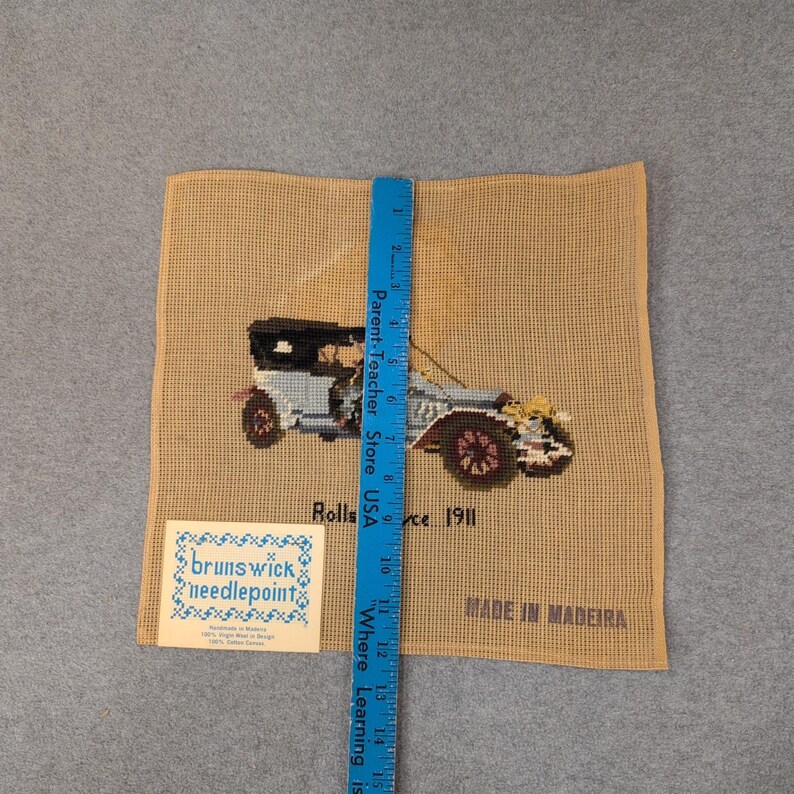 Brunswick Needlepoint 1911 Rolls Royce Antique Car Madeira Wool Canvas P-945 image 2