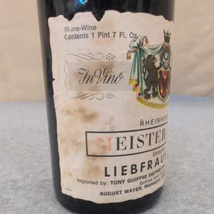 Bouteille de vin en grès du Rhin Meister Wein Liebfraumilch, Allemagne, années 60 image 3