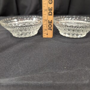 Vintage Clear Pressed Glass Bowls Diamond Point Sunburst Scalloped Rim Set of 2 image 4