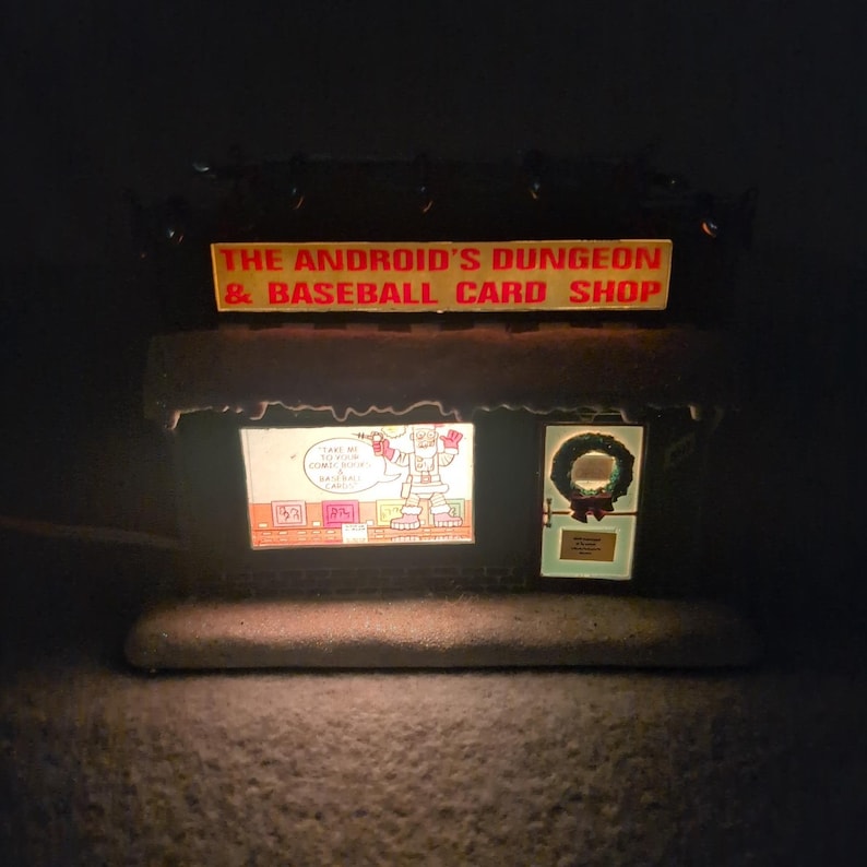 The Simpsons Android's Dungeon Baseball Card Shop Christmas Village Building image 2