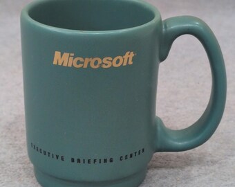 Vintage Microsoft Executive Briefing Center Coffee Mug Teal Made in USA Ceramic