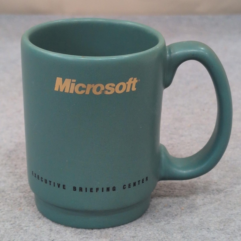 Vintage Microsoft Executive Briefing Center Coffee Mug Teal Made in USA Ceramic image 1