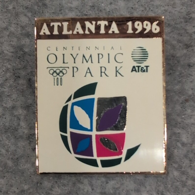 Atlanta 1996 Centennial Olympic Park AT&T Commemorative Pin Souvenir 1" × 1.25" image 1