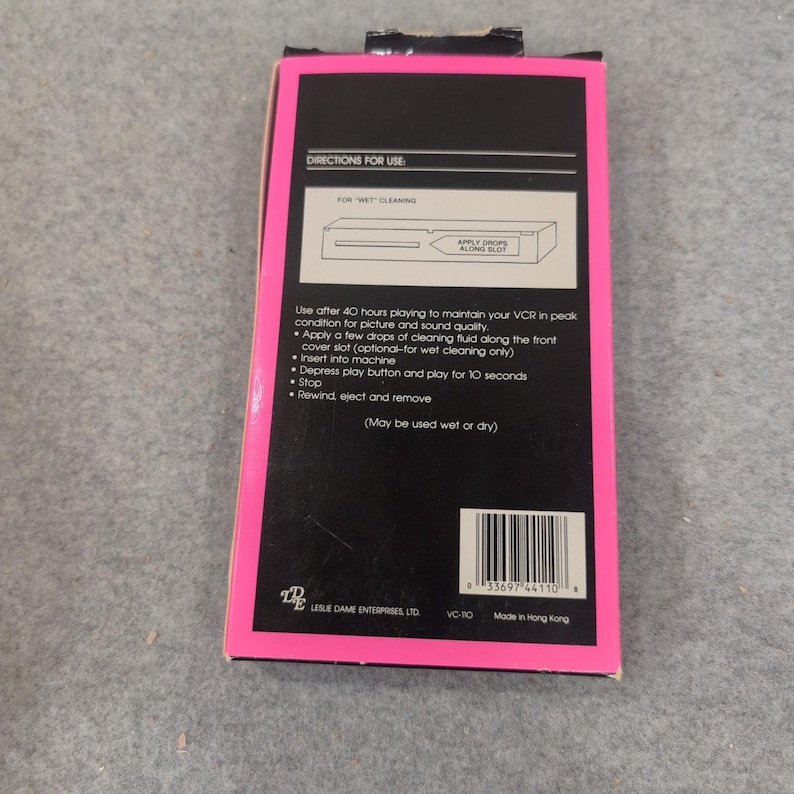 Tru Sound VHS Video Head Cleaning Cassette VC-110 VCR Maintenance Kit Pink Black image 2
