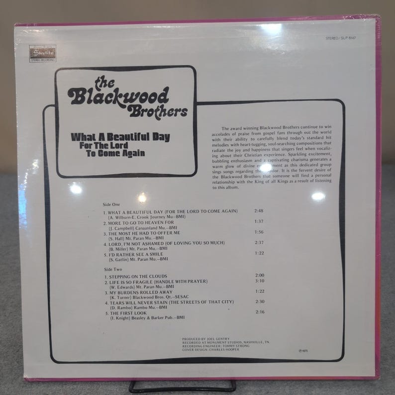 The Blackwood Brothers What A Beautiful Day For The Lord To Come Again Vinyl LP image 2
