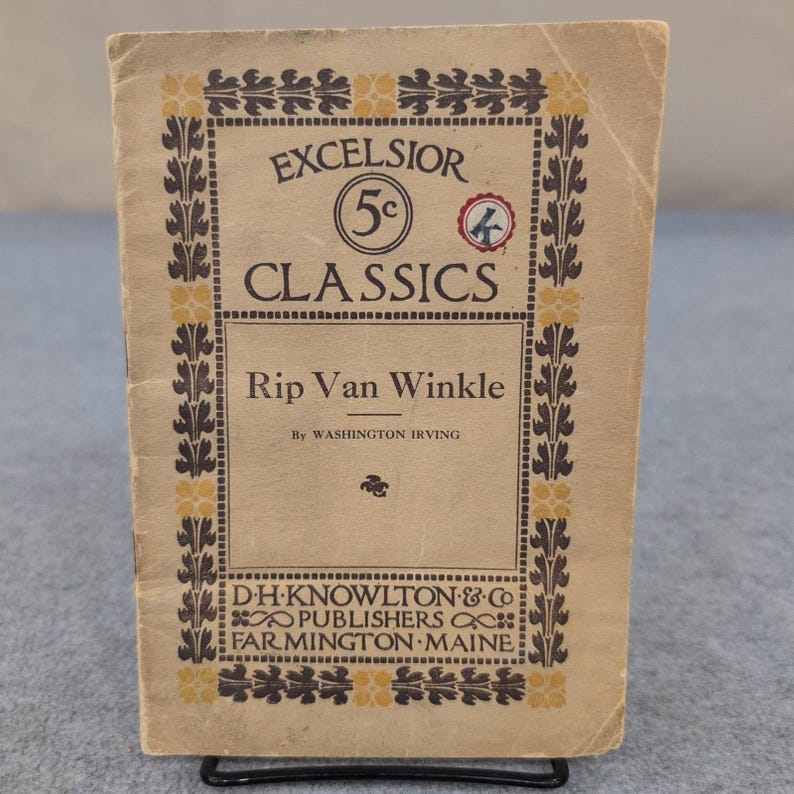 Rip Van Winkle Washington Irving Excelsior 5c Classics D.H. Knowlton Maine Book image 1