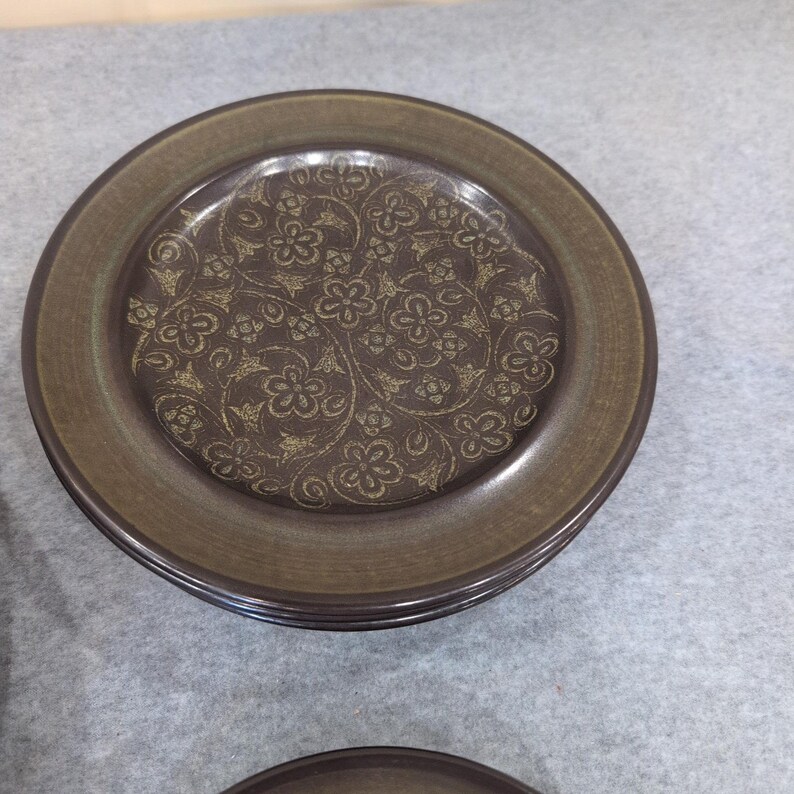 Franciscan Madeira Plates Set of 12 Dinner Salad Bread Butter Olive Green Brown image 4