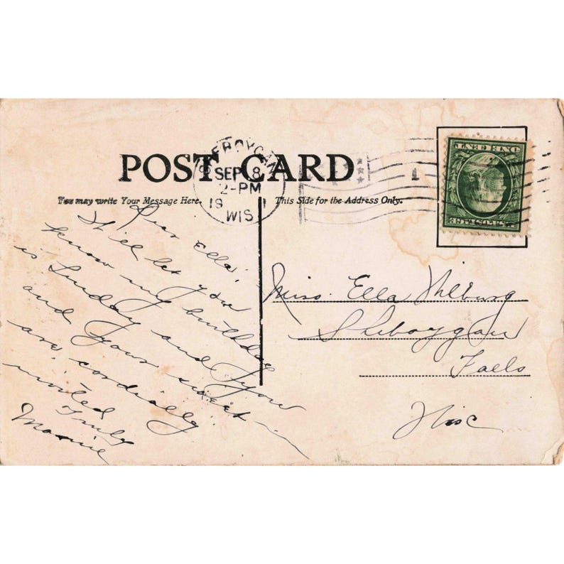 Antique 1909 RPPC "The Cure" Romantic Couple Kissing Postcard Wisconsin image 2