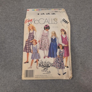 Vintage McCalls 3261 Girls Jumper Sewing Pattern Size 10-12-14 Easy Fashion 1987 image 1