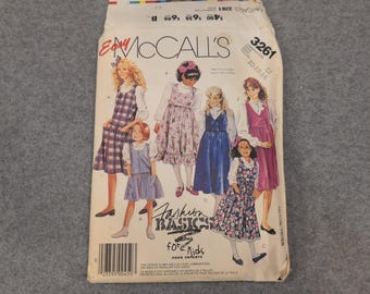 Vintage McCalls 3261 Girls Jumper Sewing Pattern Size 10-12-14 Easy Fashion 1987