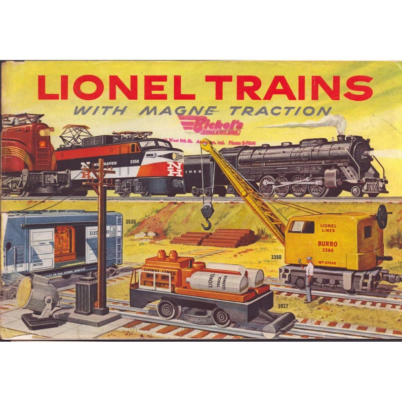 Affiche publicitaire vintage Lionel Trains Magne-Traction, grue à ânes de New Haven, très bon état. image 1