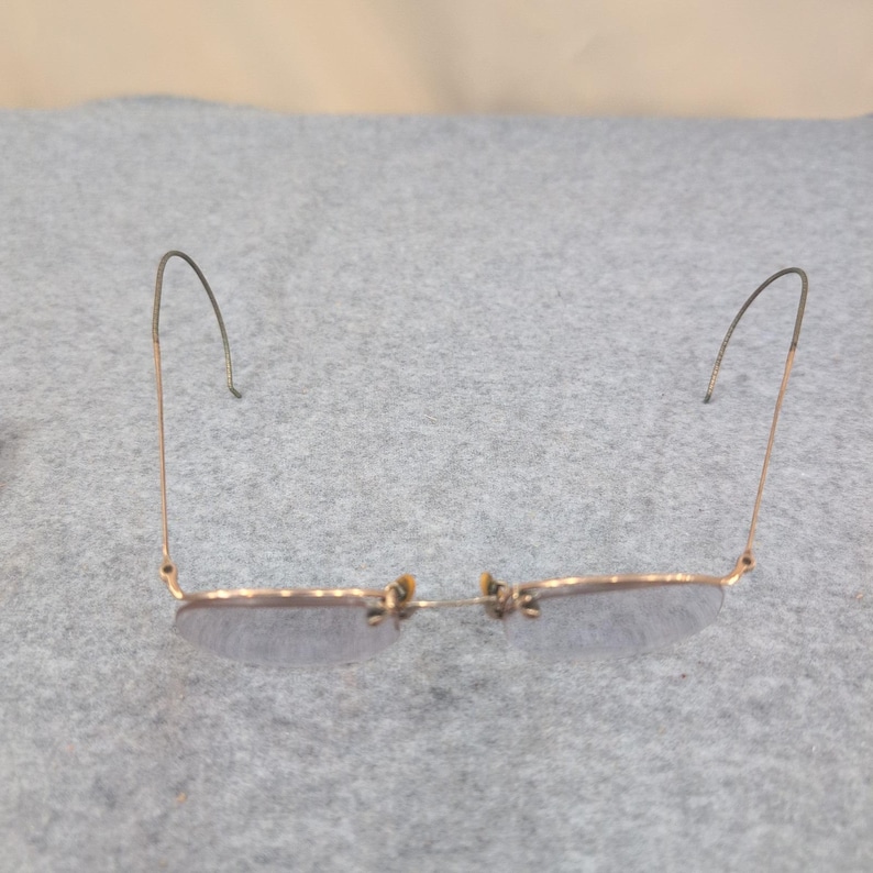 Vintage Rimless Engraved Gold Tone Eyeglass Frames Cable Temples Retro Smalls 1 image 3