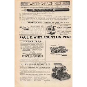 1892 Page of Machine Typewriter Print Advertisements Writing Machines Vintage Ad image 2