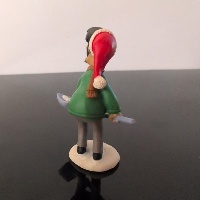 The Simpsons Apu Christmas Figurine Santa Hat Snow Shovel Winter Collectible image 3