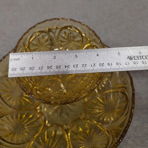 Anchor Hocking Medallion Honey Gold Chip and Dip Set Amber Glass Starburst 1960s image 4