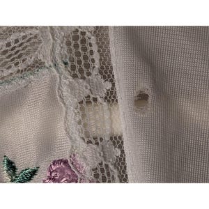 Vintage Light Blue Nightgown Long Sleeve Floral Embroidered Lace Trim Flaw image 3
