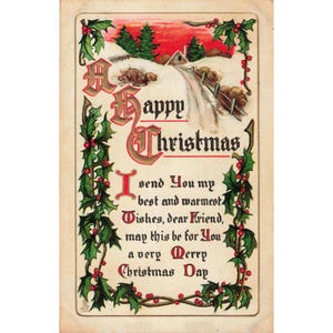 Antique Raphael Tuck & Sons Christmas Postcard Holly Landscapes 530 1912 Stamp image 1