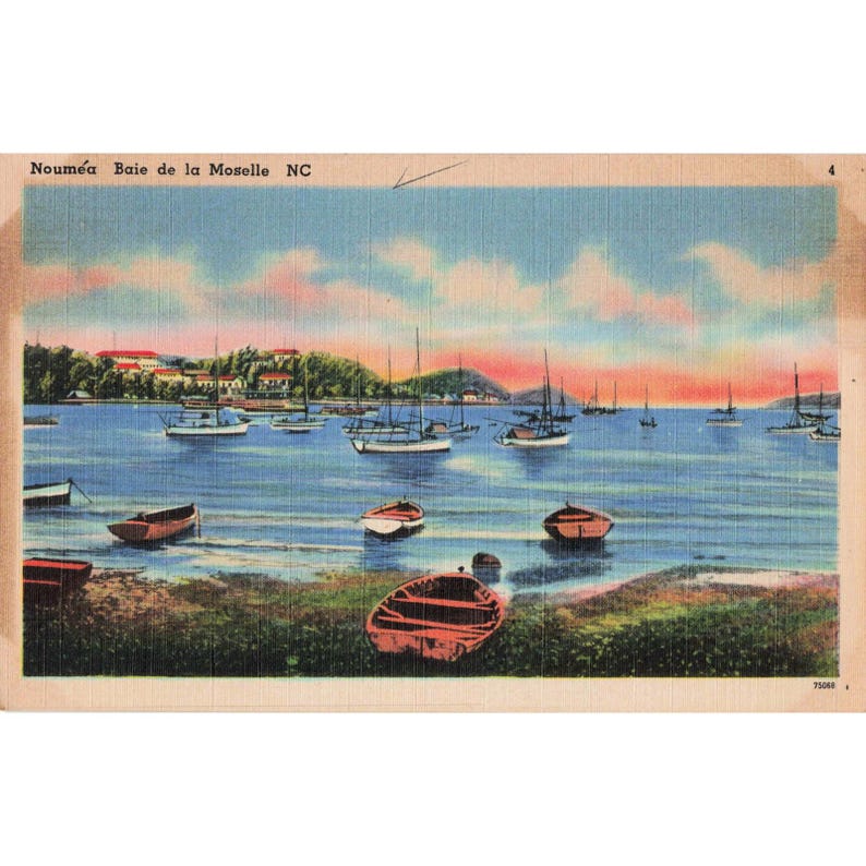 Vintage Noumea Baie de la Moselle NC Postcard Scenic Bay Boats Waterfront View image 1