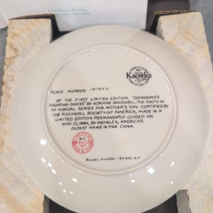 Norman Rockwell 1984 Mothers Day Plate Grandmas Courting Dress Edwin M Knowles image 8