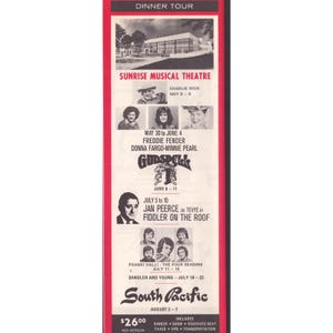 Vintage Leblang Nate Club-turer Sunrise Musicalteater South Florida Flyer VG+ bild 2