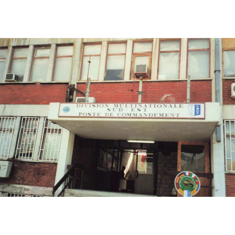 Vintage 1990s Mostar Bosnia SFOR Multinational HQ Sign Insignia Photo image 1